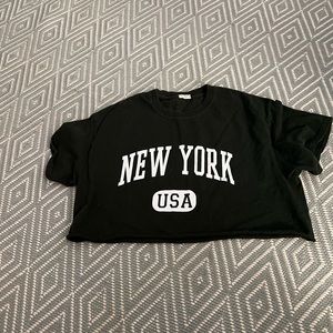 John Galt PAC Sun cropped navy blue shirt